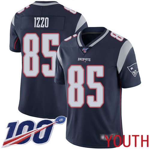 New England Patriots Football 85 Vapor Untouchable 100th Season Limited Navy Blue Youth Ryan Izzo Home NFL Jersey